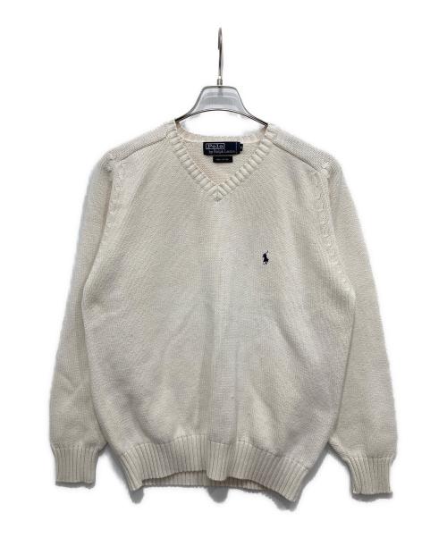 POLO RALPH LAUREN（ポロ・ラルフローレン）POLO RALPH LAUREN (ポロ・ラルフローレン) Vネックニット ホワイト サイズ:Mの古着・服飾アイテム