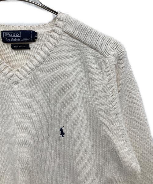 POLO RALPH LAUREN（ポロ・ラルフローレン）POLO RALPH LAUREN (ポロ・ラルフローレン) Vネックニット ホワイト サイズ:Mの古着・服飾アイテム