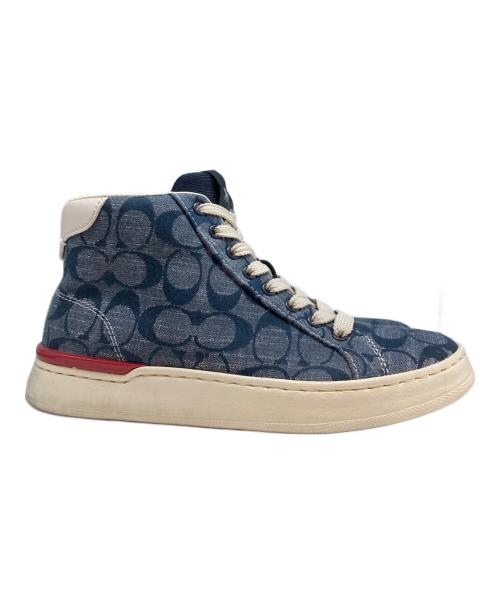 COACH（コーチ）COACH (コーチ) CLIP SIG HIGHTOP ハイカットスニーカー ネイビー サイズ:23cmの古着・服飾アイテム