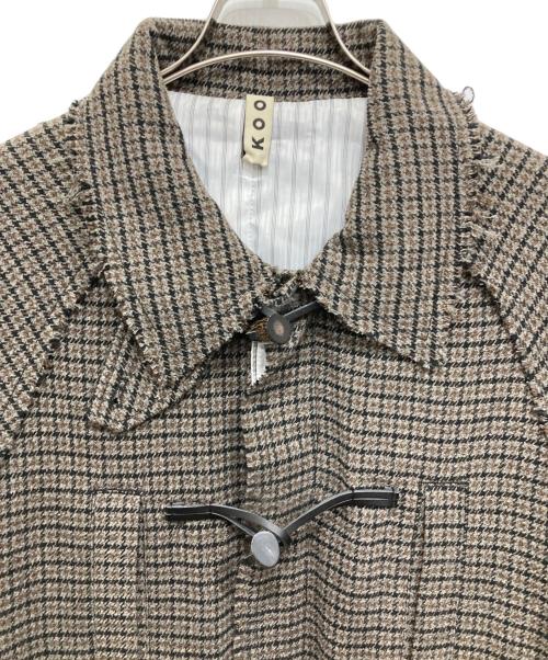 kooi（コーイ）KOOI (コーイ) MULTI-COLOR CHECK DUFFLE COAT ブラウン サイズ:2の古着・服飾アイテム