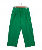 MAISON SPECIALメゾンスペシャル）の古着「クラッシュスウェットプライムワイドピンタックイージーパンツ」｜グリーン