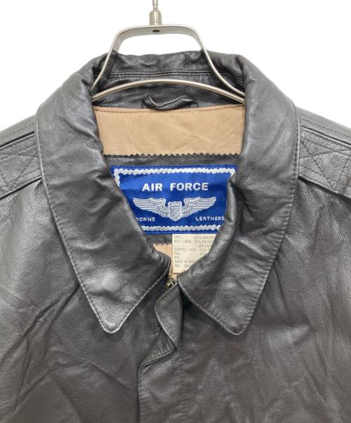 airborne（エアボーン）AIRBORNE (エアボーン) レザーフライトジャケット ブラック サイズ:XLの古着・服飾アイテム