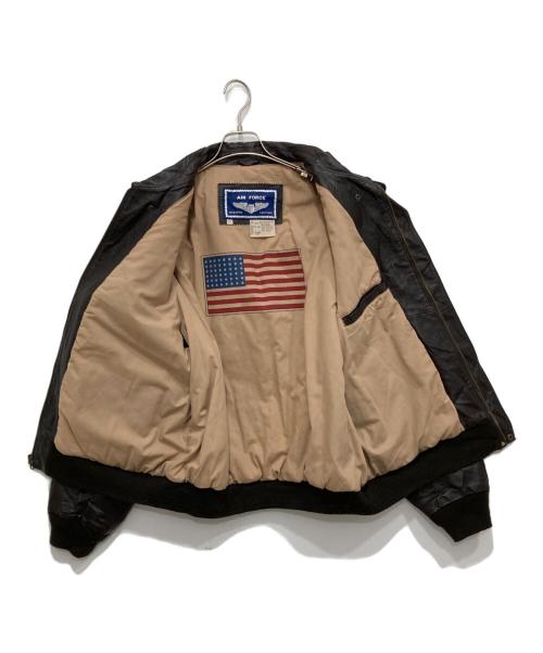 airborne（エアボーン）AIRBORNE (エアボーン) レザーフライトジャケット ブラック サイズ:XLの古着・服飾アイテム