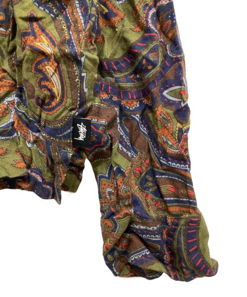 stussy（ステューシー）stussy (ステューシー) ペイズリーオープンカラーシャツ グリーン×ブラウン サイズ:Lの古着・服飾アイテム