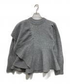 ELENDEEKエレンディーク）の古着「ショルダーフリルペプラムニット」｜グレー