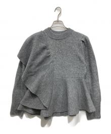 ELENDEEK（エレンディーク）の古着「ショルダーフリルペプラムニット」｜グレー