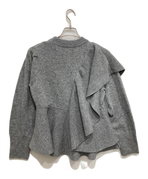 ELENDEEK（エレンディーク）ELENDEEK (エレンディーク) ショルダーフリルペプラムニット グレー サイズ:Fの古着・服飾アイテム