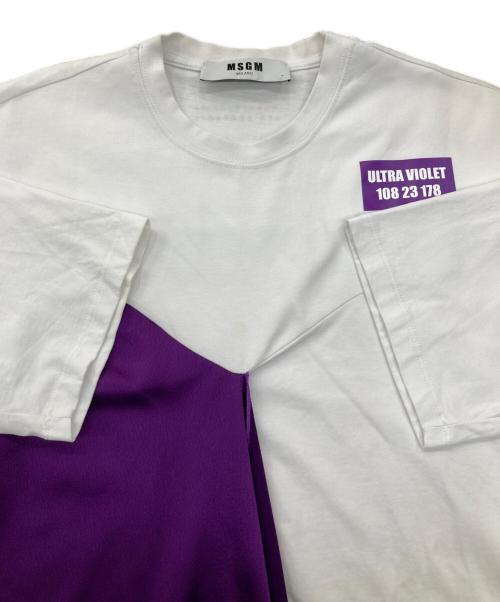 MSGM（エムエスジーエム）MSGM (エムエスジーエム) アシンメトリーロングカットソー ホワイト サイズ:XSの古着・服飾アイテム