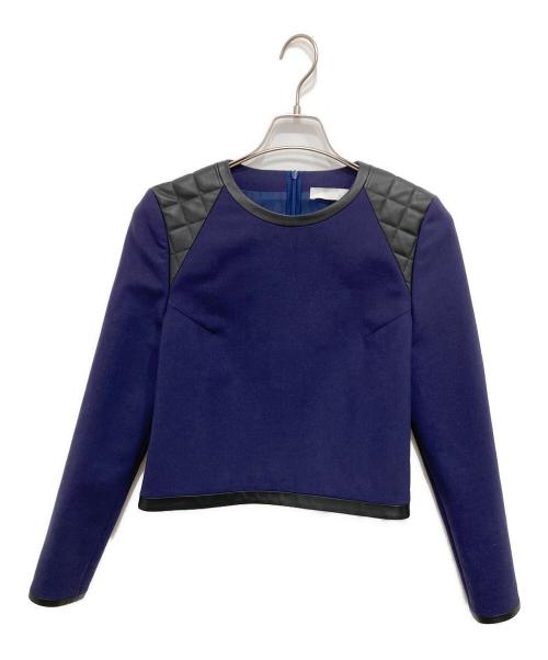 ADEAM（アディアム）ADEAM (アディアム) エコレザー切替ブラウス ネイビー サイズ:2の古着・服飾アイテム