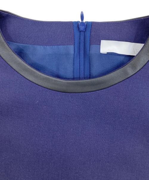 ADEAM（アディアム）ADEAM (アディアム) エコレザー切替ブラウス ネイビー サイズ:2の古着・服飾アイテム