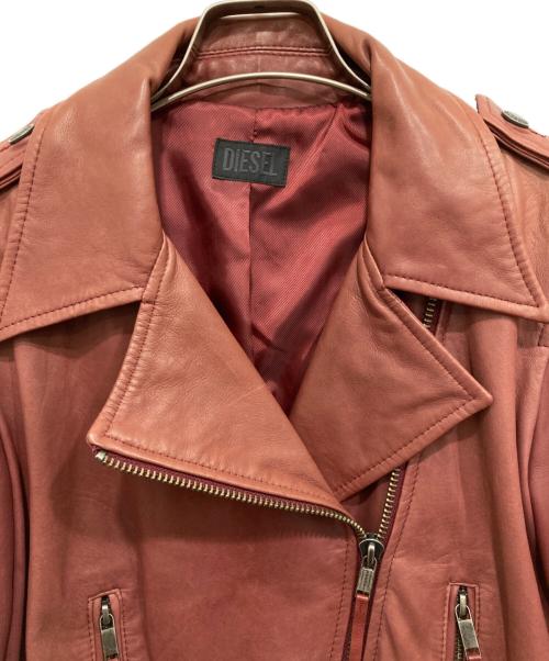 DIESEL（ディーゼル）DIESEL (ディーゼル) ラムレザーライダースジャケット レッド サイズ:Sの古着・服飾アイテム