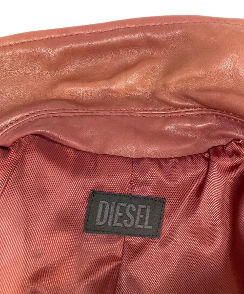DIESEL（ディーゼル）DIESEL (ディーゼル) ラムレザーライダースジャケット レッド サイズ:Sの古着・服飾アイテム