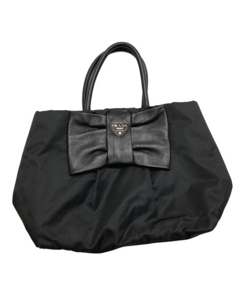 PRADA（プラダ）PRADA (プラダ) リボントートバッグ ブラックの古着・服飾アイテム