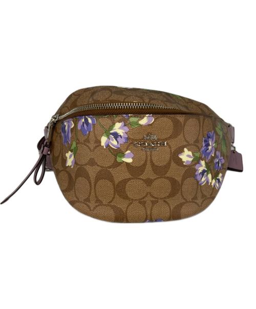 COACH（コーチ）COACH (コーチ) 花柄シグネチャーバムバッグ ベージュの古着・服飾アイテム