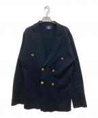 COMME CA COMMUNEコムサコミューン）の古着「金釦ダブルブレストニットブレザー」｜ブラウン