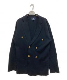 COMME CA COMMUNE（コムサコミューン）の古着「金釦ダブルブレストニットブレザー」｜ブラウン