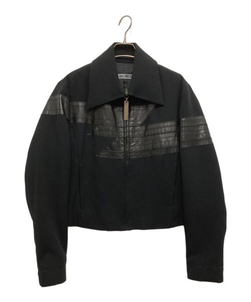 DIRK BIKKEMBERGS（ダークビッケンバーグ）DIRK BIKKEMBERGS (ダークビッケンバーグ) フロントレザー切替ジャケット ブラック サイズ:46の古着・服飾アイテム