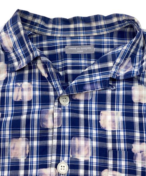 COMME des GARCONS HOMME（コムデギャルソン オム）COMME des GARCONS HOMME (コムデギャルソン オム) ブリーチ加工チェックシャツ ブルー サイズ:不明の古着・服飾アイテム