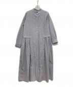 SHIPSシップス）の古着「タック切替シャツワンピース」｜ブルー×ホワイト