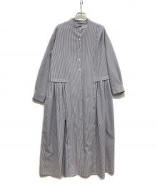SHIPS（シップス）の古着「タック切替シャツワンピース」｜ブルー×ホワイト