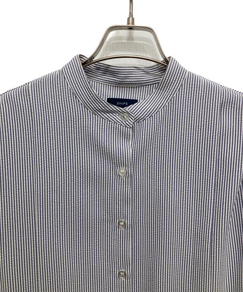 SHIPS（シップス）SHIPS (シップス) タック切替シャツワンピース ブルー×ホワイト サイズ:Mの古着・服飾アイテム