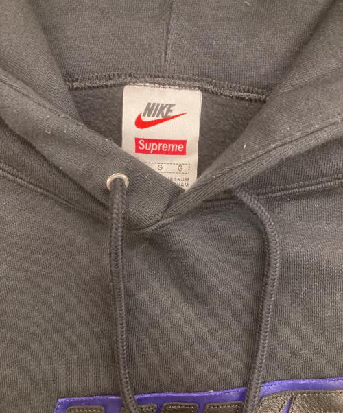 SUPREME（シュプリーム）Supreme (シュプリーム) NIKE (ナイキ) Leather Applique Hooded Sweats ブラック サイズ:Lの古着・服飾アイテム