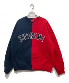 SUPREME（シュプリーム）の古着「Split crewneck sweatshirt」｜ネイビー×レッド