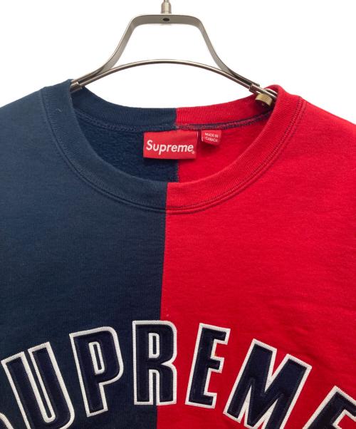 SUPREME（シュプリーム）Supreme (シュプリーム) Split crewneck sweatshirt ネイビー×レッド サイズ:Lの古着・服飾アイテム