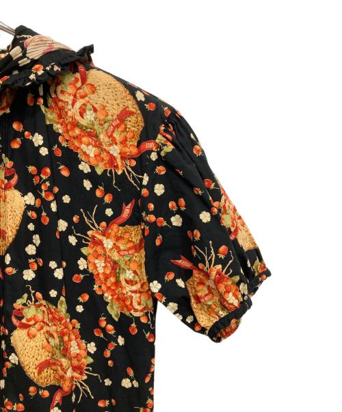 PINK HOUSE（ピンクハウス）PINK HOUSE (ピンクハウス) イチゴ柄フード付ロングワンピース ブラック サイズ:表記なしの古着・服飾アイテム