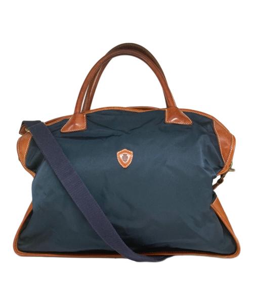 Felisi（フェリージ）Felisi (フェリージ) ナイロンブリーフケース ネイビー×ブラウンの古着・服飾アイテム