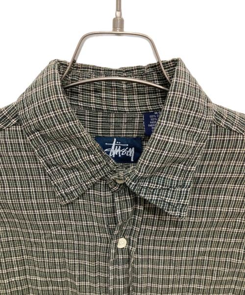 stussy（ステューシー）stussy (ステューシー) 90s 半袖チェックシャツ グリーン サイズ:Mの古着・服飾アイテム