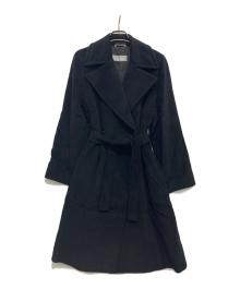 Max Mara Studio（マックスマーラ ストゥディオ）の古着「アンゴラ混ベルテッドダブルコート」｜ブラック