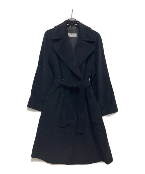 Max Mara Studio（マックスマーラ ストゥディオ）Max Mara Studio (マックスマーラ ストゥディオ) アンゴラ混ベルテッドダブルコート ブラック サイズ:38の古着・服飾アイテム