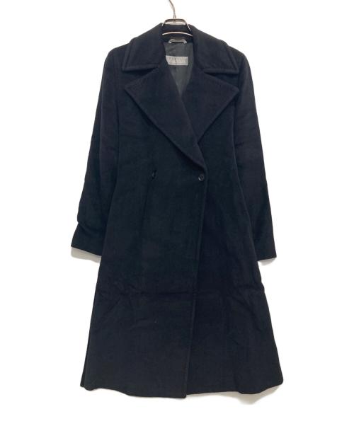 Max Mara Studio（マックスマーラ ストゥディオ）Max Mara Studio (マックスマーラ ストゥディオ) アンゴラ混ベルテッドダブルコート ブラック サイズ:38の古着・服飾アイテム