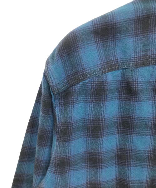 RRL（ダブルアールエル）RRL (ダブルアールエル) オンブレチェックシャツ ブルー サイズ:XLの古着・服飾アイテム