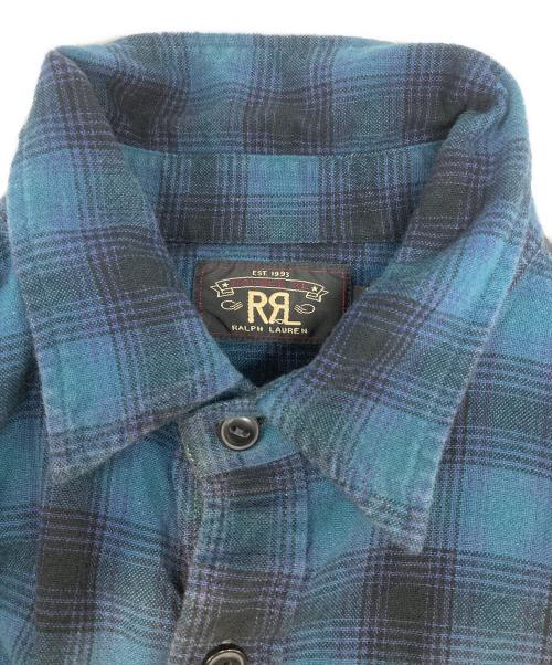 RRL（ダブルアールエル）RRL (ダブルアールエル) オンブレチェックシャツ ブルー サイズ:XLの古着・服飾アイテム
