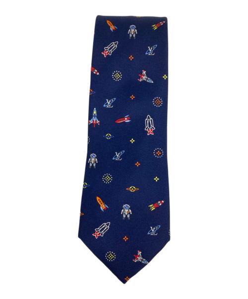 LOUIS VUITTON（ルイ ヴィトン）LOUIS VUITTON (ルイ ヴィトン) クラヴァットLVスペース/宇宙柄シルクネクタイ ネイビー サイズ:-の古着・服飾アイテム