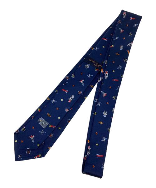 LOUIS VUITTON（ルイ ヴィトン）LOUIS VUITTON (ルイ ヴィトン) クラヴァットLVスペース/宇宙柄シルクネクタイ ネイビー サイズ:-の古着・服飾アイテム