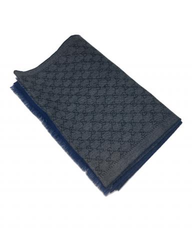 中古・古着通販】GUCCI (グッチ) リバーシブルGGウールマフラー グレー