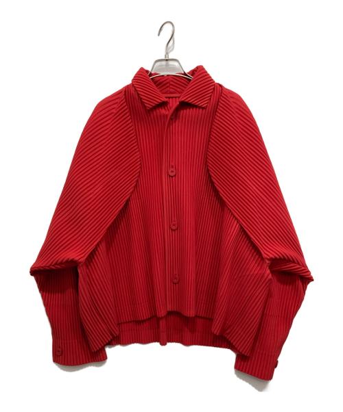 HOMME PLISSE ISSEY MIYAKE（オム プリッセ イッセイ ミヤケ）HOMME PLISSE ISSEY MIYAKE (オム プリッセ イッセイ ミヤケ) COVER AND FOLD/プリーツジャケット レッド サイズ:3の古着・服飾アイテム