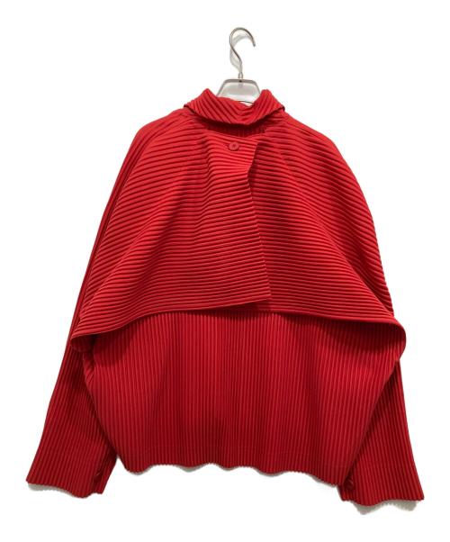 HOMME PLISSE ISSEY MIYAKE（オム プリッセ イッセイ ミヤケ）HOMME PLISSE ISSEY MIYAKE (オム プリッセ イッセイ ミヤケ) COVER AND FOLD/プリーツジャケット レッド サイズ:3の古着・服飾アイテム