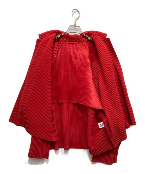 HOMME PLISSE ISSEY MIYAKE（オム プリッセ イッセイ ミヤケ）HOMME PLISSE ISSEY MIYAKE (オム プリッセ イッセイ ミヤケ) COVER AND FOLD/プリーツジャケット レッド サイズ:3の古着・服飾アイテム