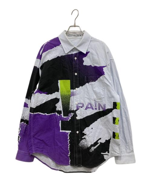 ALEXANDER WANG（アレキサンダー・ワン）ALEXANDER WANG (アレキサンダー・ワン) オーバーサイズストライプシャツ スカイブルー サイズ:Mの古着・服飾アイテム