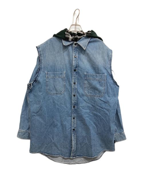 BALENCIAGA（バレンシアガ）BALENCIAGA (バレンシアガ) Twinset Shirt With Hood/ツインセットフーディー ブラック サイズ:39の古着・服飾アイテム