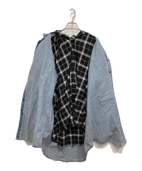 BALENCIAGA（バレンシアガ）BALENCIAGA (バレンシアガ) Twinset Shirt With Hood/ツインセットフーディー ブラック サイズ:39の古着・服飾アイテム