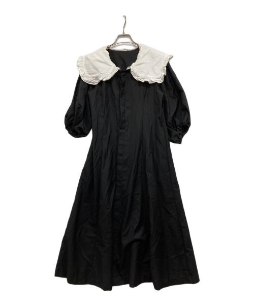 la belle etude（ラベルエチュード）la belle etude (ラベルエチュード) ビッグ衿クラシカルワンピース ブラックの古着・服飾アイテム