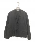 nestrobe confectネストローブ コンフェクト）の古着「ハイカウントリネンツイルノーカラージャケット」｜ブラック