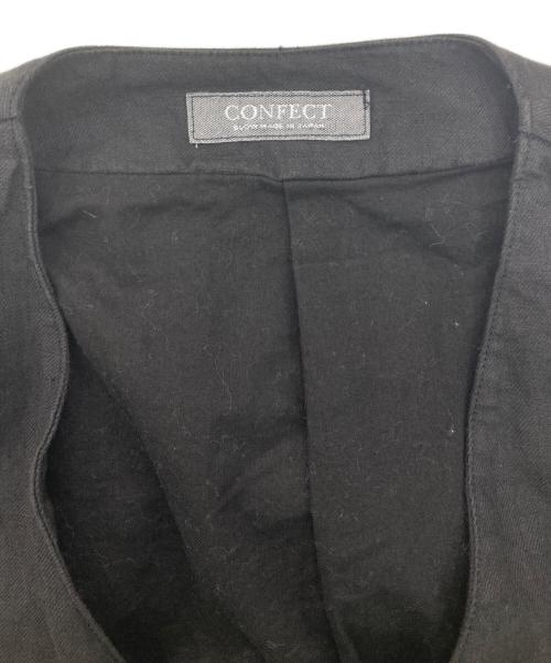 nestrobe confect（ネストローブ コンフェクト）nestrobe confect (ネストローブ コンフェクト) ハイカウントリネンツイルノーカラージャケット ブラック サイズ:3の古着・服飾アイテム