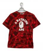 A BATHING APEアベイシングエイプ）の古着「COLOR CAMO COLLEGE/エイプカモ柄Tシャツ」｜レッド