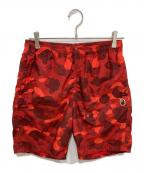 A BATHING APEアベイシングエイプ）の古着「color camo beach shorts/エイプカモ柄ショーツ」｜レッド